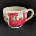 painted pottery soup mug